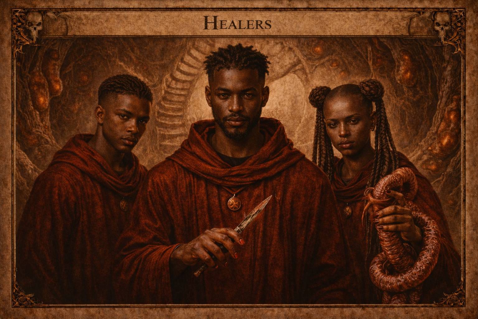 Crimson robes, nails of the same hue. The mighty Healers of the Sac