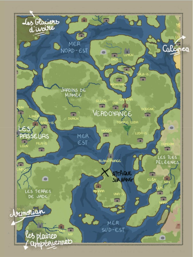 Carte du monde de Mortesève — le territoire des Instruments